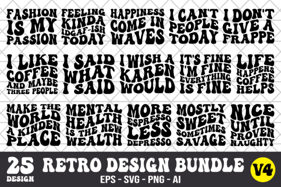Download Retro Wavy Design Bundle SVG V4 - Retro wavy design Collection
