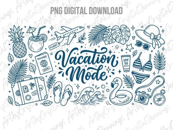 Download Vacation Mode Summer Travel Doodle PNG - Travel Collection